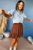 Brown Flared Drawstring Skort, elevated style, elevated skirt, must have skirt, must have skort, mom style, mom skort, fall skirt, fall style, concert style, shop style your senses by mallory fitzsimmons