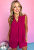 SSYS The Macy Crepe Sleeveless Top Shorts Set In Dark Pink, ssys set, ssys the label, must have set, must have material, crepe material, throw on set, easy set, matching set, mom style, summer style, cool style, shop style your senses by MALLORY FITZSIMMONS, ssys by mallory fitzsimmons