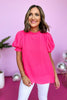 Hot Pink Frill Neck Pleated Short Sleeve Top, frill neck top, summer top, mom style, shop style your senses by mallory fitzsimmons