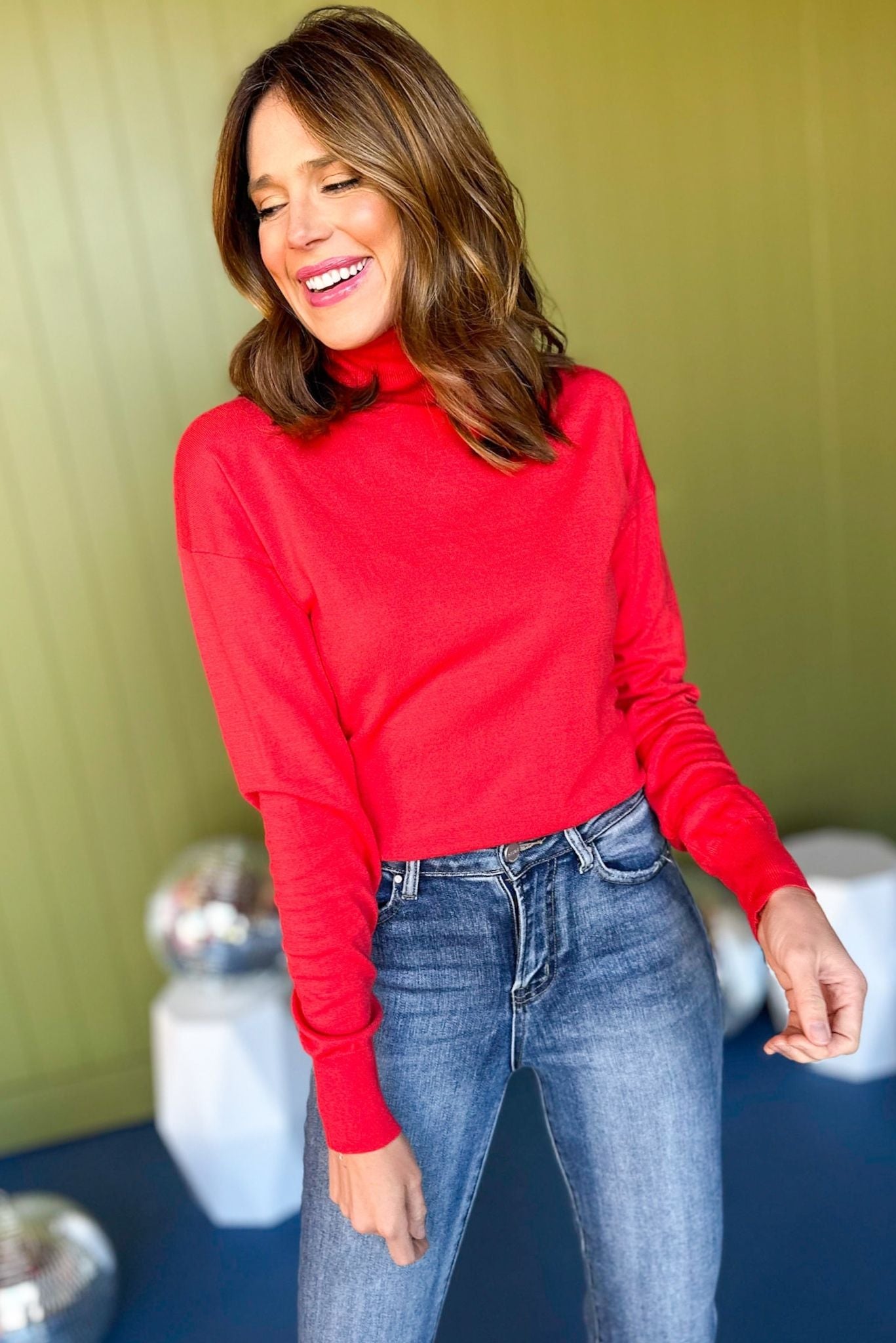 Red Turtleneck Ribbed Knit Long Sleeve Sweater, must have sweater, must have style, must have fall, fall collection, fall fashion, elevated style, elevated sweater, mom style, fall style, shop style your senses by mallory fitzsimmons