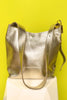 Gold Metallic Buckle Detail Tote Purse
