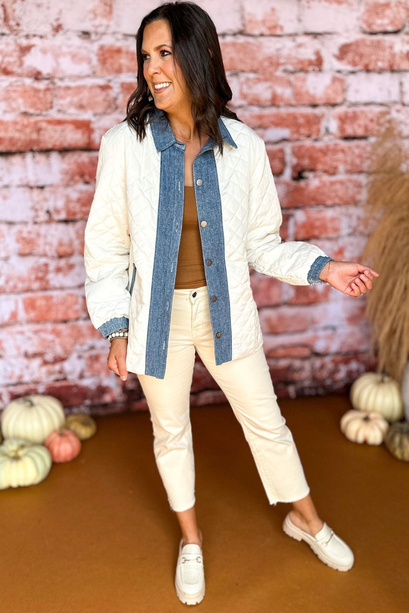 Ivory Quilted Denim Trim Jacket, must have jacket, must have style, must have fall, fall collection, fall fashion, elevated style, elevated jacket, mom style, fall style, shop style your senses by mallory fitzsimmons