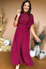 Burgundy Flutter Sleeve Frill Neck Tiered Midi Dress, must have dress, must have style, fall style, fall fashion, elevated style, elevated dress, mom style, fall collection, fall dress, shop style your senses by mallory fitzsimmons
