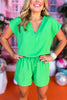 SSYS The Iris V Neck Top In Kelly Green, ssys the label, spring break top, spring break style, spring fashion affordable fashion, elevated style, bright style, bright top, mom style, shop style your senses by mallory fitzsimmons, ssys by mallory fitzsimmons