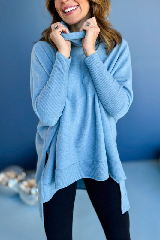  Blue Cowl Neck Top, cozy style, cozy top, elevated top must have top, must have style, winter style, winter fashion, elevated style, elevated top, mom style, winter top, shop style your senses by mallory fitzsimmons