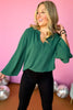 Hunter Green Slit Neck Bell Sleeve Top, must have top, must have style, must have fall, fall collection, fall fashion, elevated style, elevated top, mom style, fall style, shop style your senses by mallory fitzsimmons