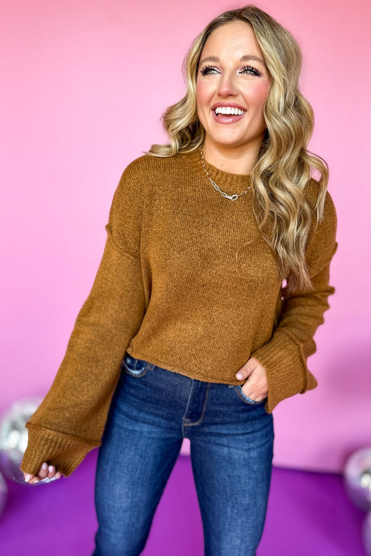 Brown Ribbed Detail Long Sleeve Sweater, must have sweater, must have style, must have fall, fall collection, fall fashion, elevated style, elevated sweater, mom style, fall style, shop style your senses by mallory fitzsimmons