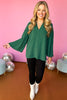 Hunter Green Slit Neck Bell Sleeve Top, must have top, must have style, must have fall, fall collection, fall fashion, elevated style, elevated top, mom style, fall style, shop style your senses by mallory fitzsimmons