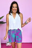 Purple Jade Leaf Ruffle Waist Shorts, summer shorts, printed shorts, summer style, mom style, shop style your senses by mallory fitzsimmons