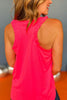 SSYS Neon Pink Ruffle Racerback Honeycomb Active Tank Top, Ssys athlesiure, Spring athleisure, athleisure, elevated athleisure, must have tank top , athletic tank top, athletic style, mom style, shop style your senses by mallory fitzsimmons, ssys by mallory fitzsimmons