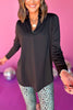 SSYS Black Long Sleeve Frill V Neck Active Top, must have top, must have athleisure, elevated style, elevated athleisure, mom style, active style, active wear, fall athleisure, fall style, comfortable style, elevated comfort, shop style your senses by mallory fitzsimmons