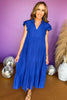 Royal Blue Collared Layered Ruffled Cap , must have dress, must have royal blue, fall dress, summer to fall dress, elevated style, chic style, mom style , shop style your senses by mallory fitzsimmons