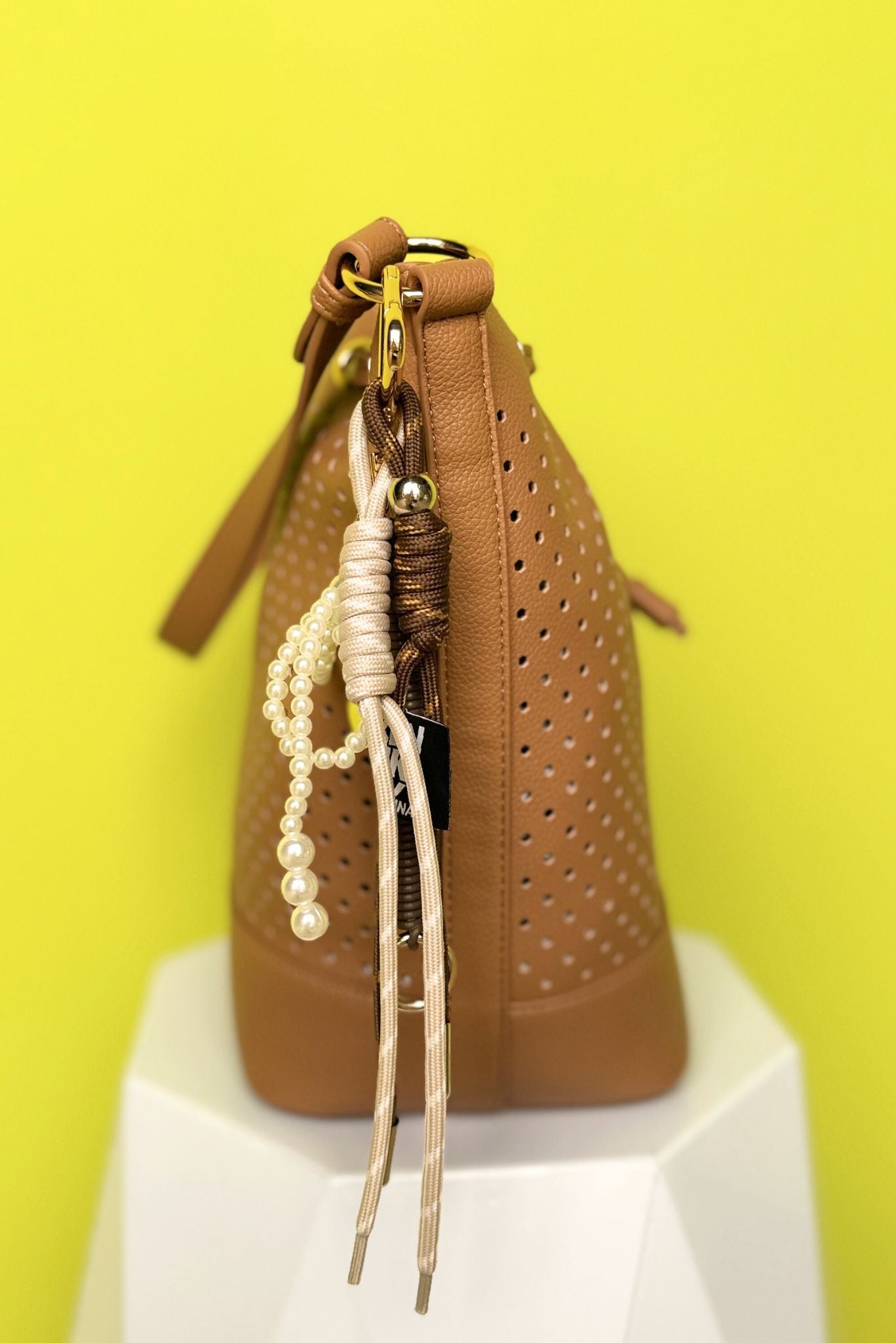 Tan Laser Cut Detail Purse