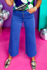  Royal Blue Button Front Wide Leg Raw Hem Pants, must have pants, must have style, street style, spring style, spring fashion, spring pants, elevated style, elevated pants, mom style, shop style your senses by mallory fitzsimmons