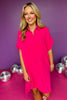 Fuchsia Collared Button Down High Low Hem Shirt Dress, dress, collared dress, button down dress, collared button down dress, high low hem dress, shirt dress, fuchsia dress, fuchsia shirt dress, fuchsia collared dress, fuchsia button down dress, must have dress, elevated dress, elevated style, summer dress, summer style, Shop Style Your Senses by Mallory Fitzsimmons, SSYS by Mallory Fitzsimmons