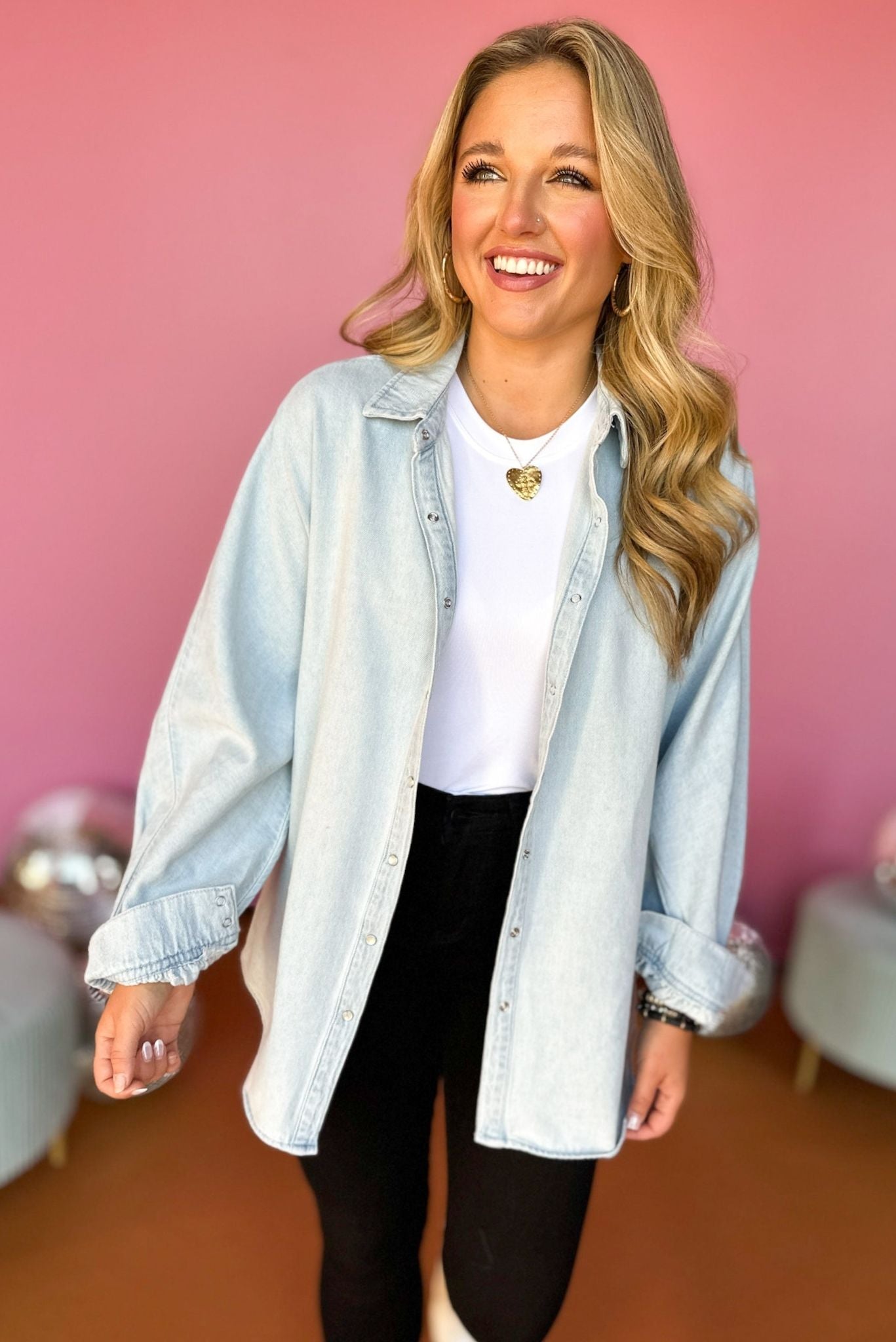 Risen Light Blue Balloon Sleeve Denim Top, must have denim top, must have style, must have fall, fall collection, fall fashion, elevated style, elevated top, mom style, fall style, shop style your senses by mallory fitzsimmons