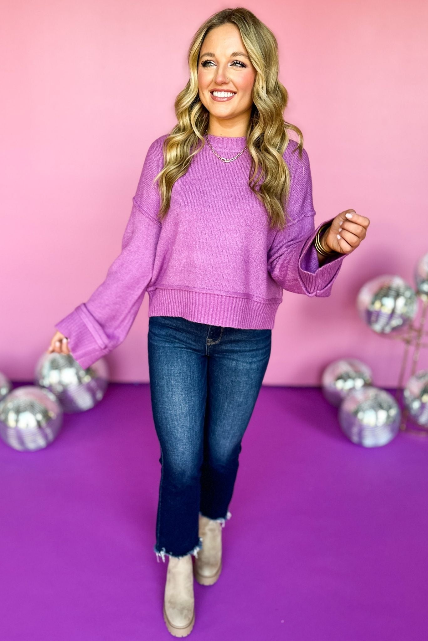 Lilac Ribbed Detail Long Sleeve Sweater, must have sweater, must have style, must have fall, fall collection, fall fashion, elevated style, elevated sweater, mom style, fall style, shop style your senses by mallory fitzsimmons