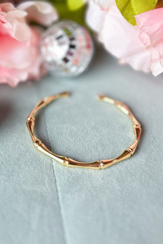 Gold Glossy Bamboo Cuff Bracelet, accessory, bracelet, gold bracelet, must have bracelet, shop style your senses by mallory fitzsimmons, ssys by mallory fitzsimmons