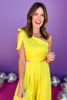 Chartreuse One Shoulder Cut Out Midi Dress, date night dress, elevated dress, cocktail dress, cocktail attire, elevated attire, mom style, fancy style, ssys by mallory fitzsimmons, shop style your senses by mallory fitzsimmons