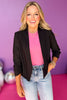 Black Long Sleeve Open Blazer Jacket, Saturday steal, blazer, must have blazer, must have jacket, spring style, spring fashion, elevated style, layering piece, mom style, shop style your senses by Mallory Fitzsimmons, says by Mallory Fitzsimmons