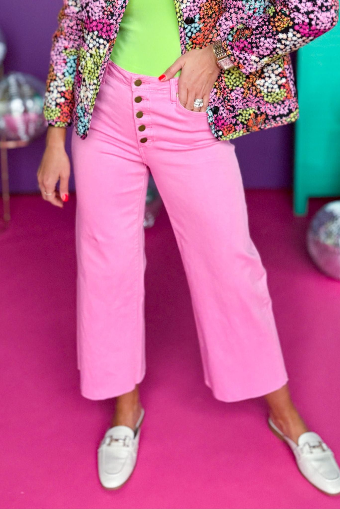 Pink Button Front Wide Leg Raw Hem Pants, must have pants, must have style, street style, spring style, spring fashion, spring pants, elevated style, elevated pants, mom style, shop style your senses by mallory fitzsimmons