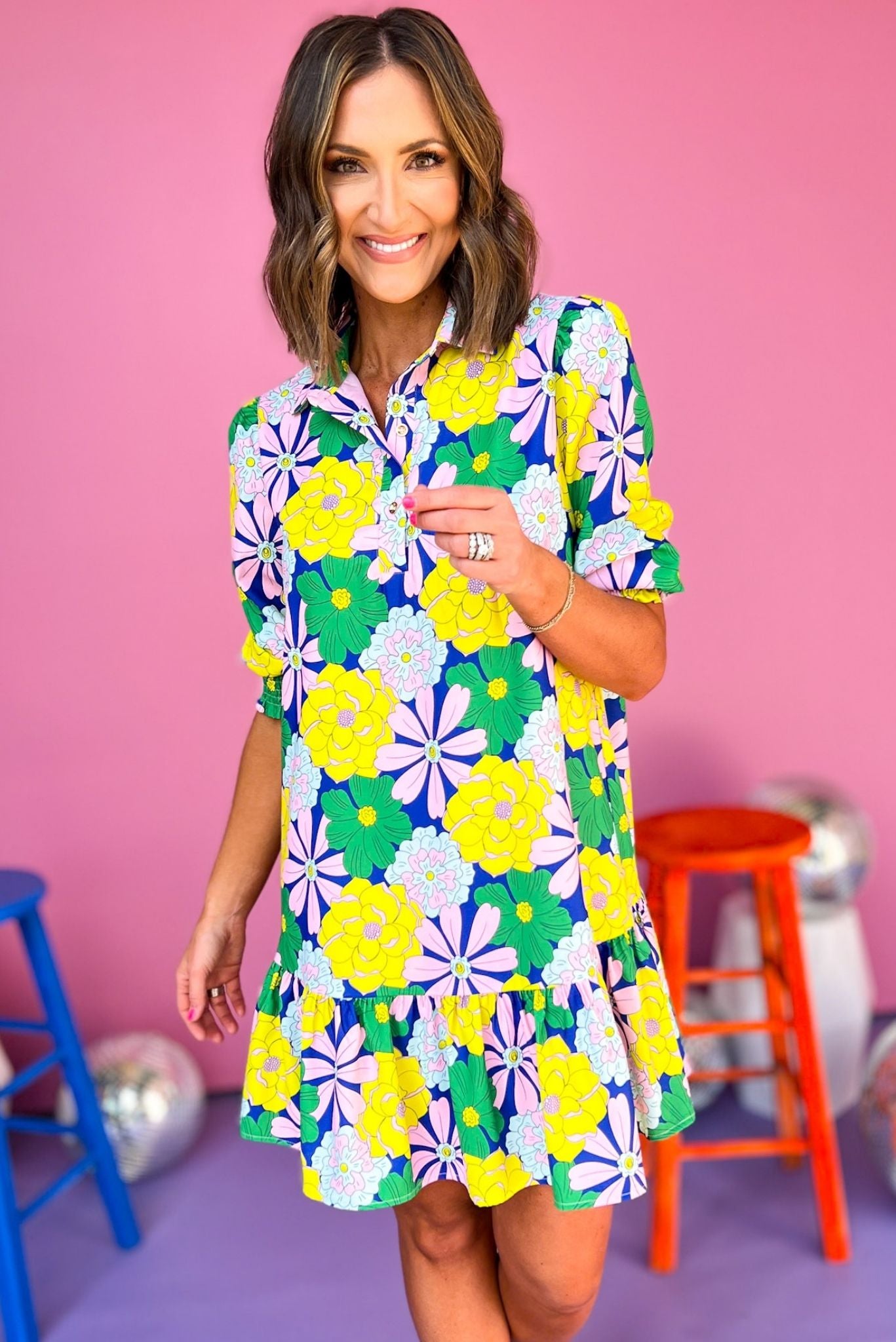 SSYS The Phoebe Smocked Long Sleeve Dress In Bold Floral, ssys the label, printed dress, must have dress, spring fashion, elevated dress, elevated spring, church style, brunch style, mom style, custom dress, shop style your senses by mallory fitzsimmons, ssys by mallory fitzsimmons