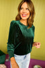 Green Velvet Puffed Sleeve Raglan Top, must have top, must have style, must have fall, fall collection, fall fashion, elevated style, elevated top, mom style, fall style, shop style your senses by mallory fitzsimmons