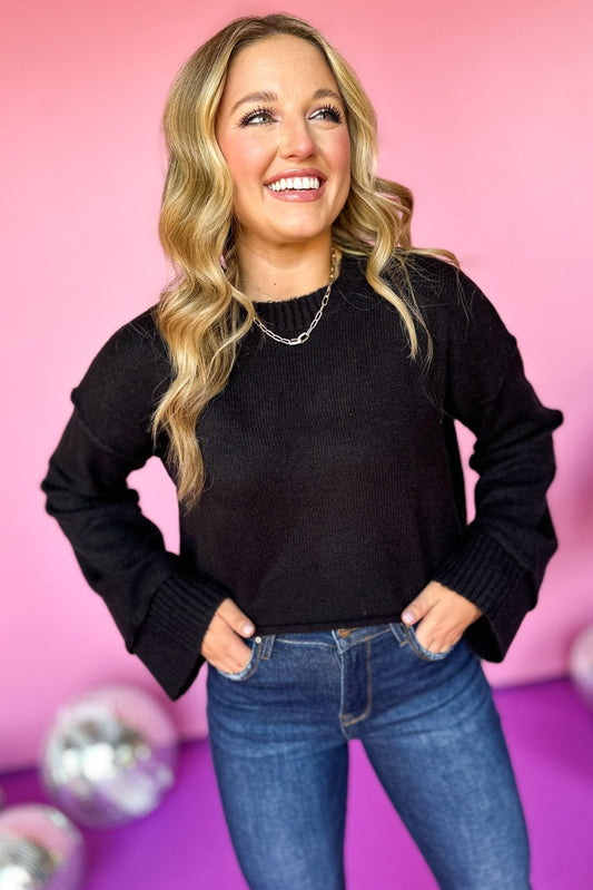 Black Ribbed Detail Long Sleeve Sweater, must have sweater, must have style, must have fall, fall collection, fall fashion, elevated style, elevated sweater, mom style, fall style, shop style your senses by mallory fitzsimmons