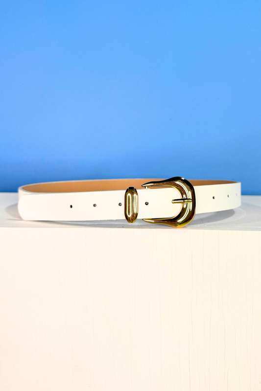 White Smooth Buckle Belt