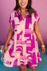 THML Magenta Frill V Neck Short Sleeve Print Dress, thml dress, printed dress, must have dress, must have style, weekend style, brunch style, spring fashion, elevated style, elevated style, mom style, shop style your senses by mallory fitzsimmons, ssys by mallory fitzsimmons