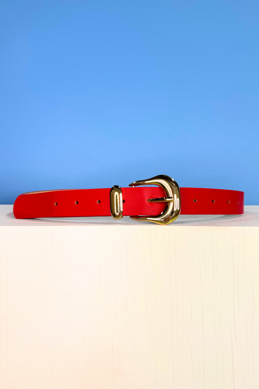 Red Smooth Buckle Belt