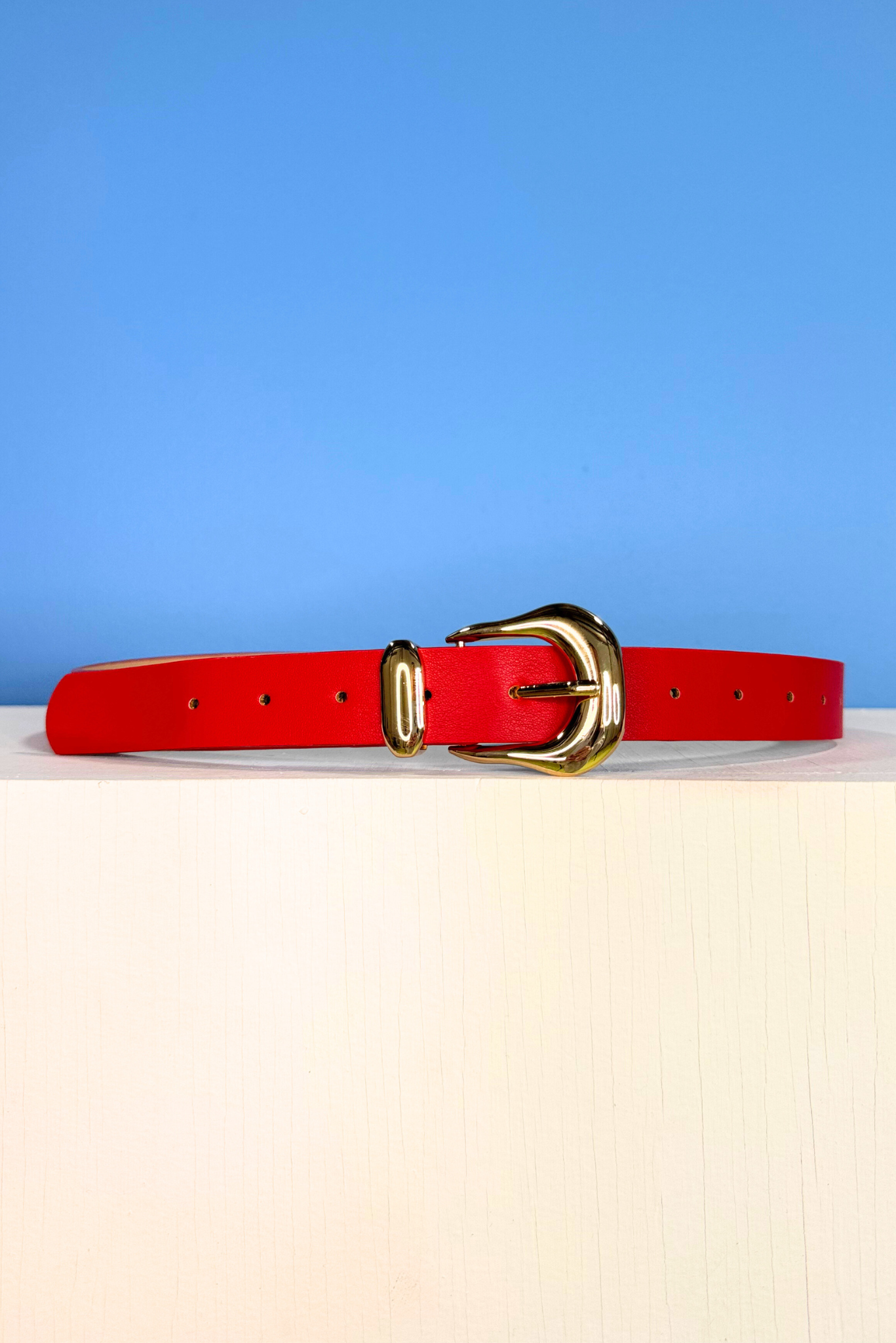 Red Smooth Buckle Belt