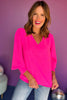 Hot Pink V Neck Long Sleeve Top, must have top, must have style, must have fall, fall collection, fall fashion, elevated style, elevated top, mom style, fall style, shop style your senses by mallory fitzsimmons