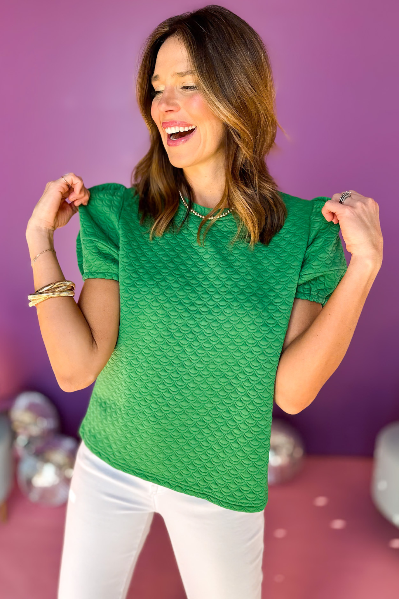 SSYS The Riley Top In Textured Green, ssys the label, elevated top, spring top, spring fashion, textured top, everyday top, must have top, mom style, elevated style, shop style your senses by mallory fitzsimmons, ssys by mallory fitzsimmons