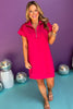 SSYS The Taylor Air 3/4 Zip Dress In Hot Pink, ssys the label, air dress, air fabric, must have dress, spring fashion, affordable fashion, elevated dress, shop style your senses by mallory fitzsimmons, ssys by mallory fitzsimmons