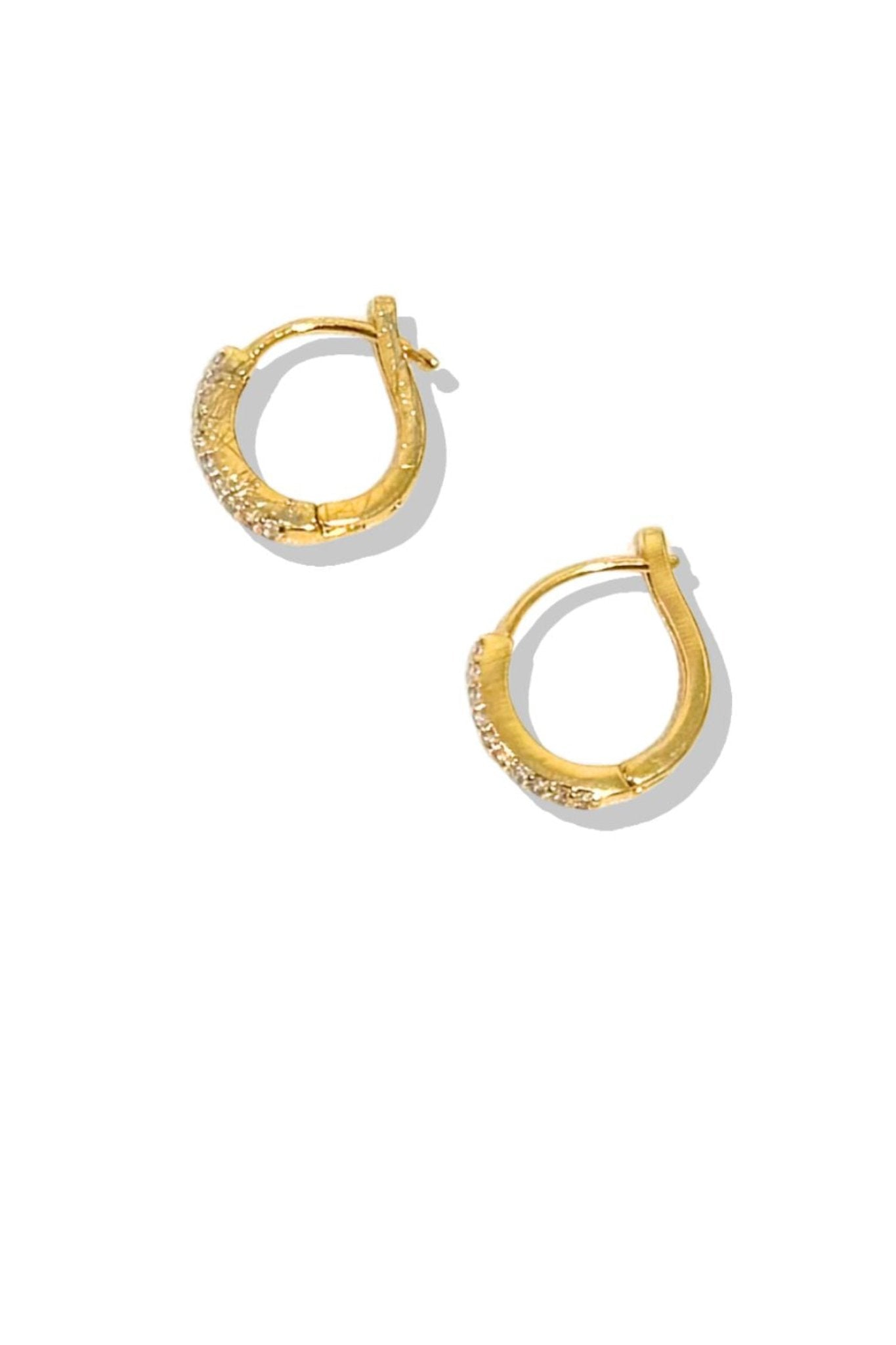 Gold Rhinestone Embellished Huggie Mini Hoop Earrings *FINAL SALE*