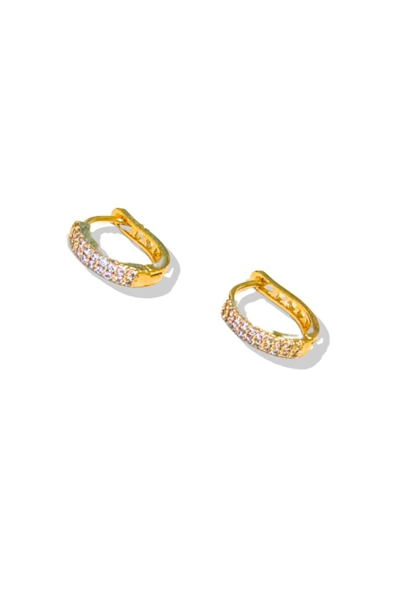 Gold Rhinestone Embellished Huggie Mini Hoop Earrings *FINAL SALE*