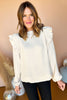 Oatmeal Frilled Neck Ruffled Shoulder Long Sleeve Top, must have top, must have style, must have fall, fall collection, fall fashion, elevated style, elevated top, mom style, fall style, shop style your senses by mallory fitzsimmons