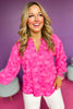 Pink Floral Printed Split Neck Long Sleeve Top, pink top, floral top, must have top, must have style, office style, spring fashion, elevated style, elevated top, mom style, work top, shop style your senses by mallory fitzsimmons