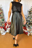 Black Faux Leather High Rise Pleated Midi Skirt, must have skirt, must have style, elevated skirt, elevated style, holiday style, holiday fashion, elevated holiday, holiday collection, affordable fashion, mom style, shop style your senses by mallory fitzsimmons