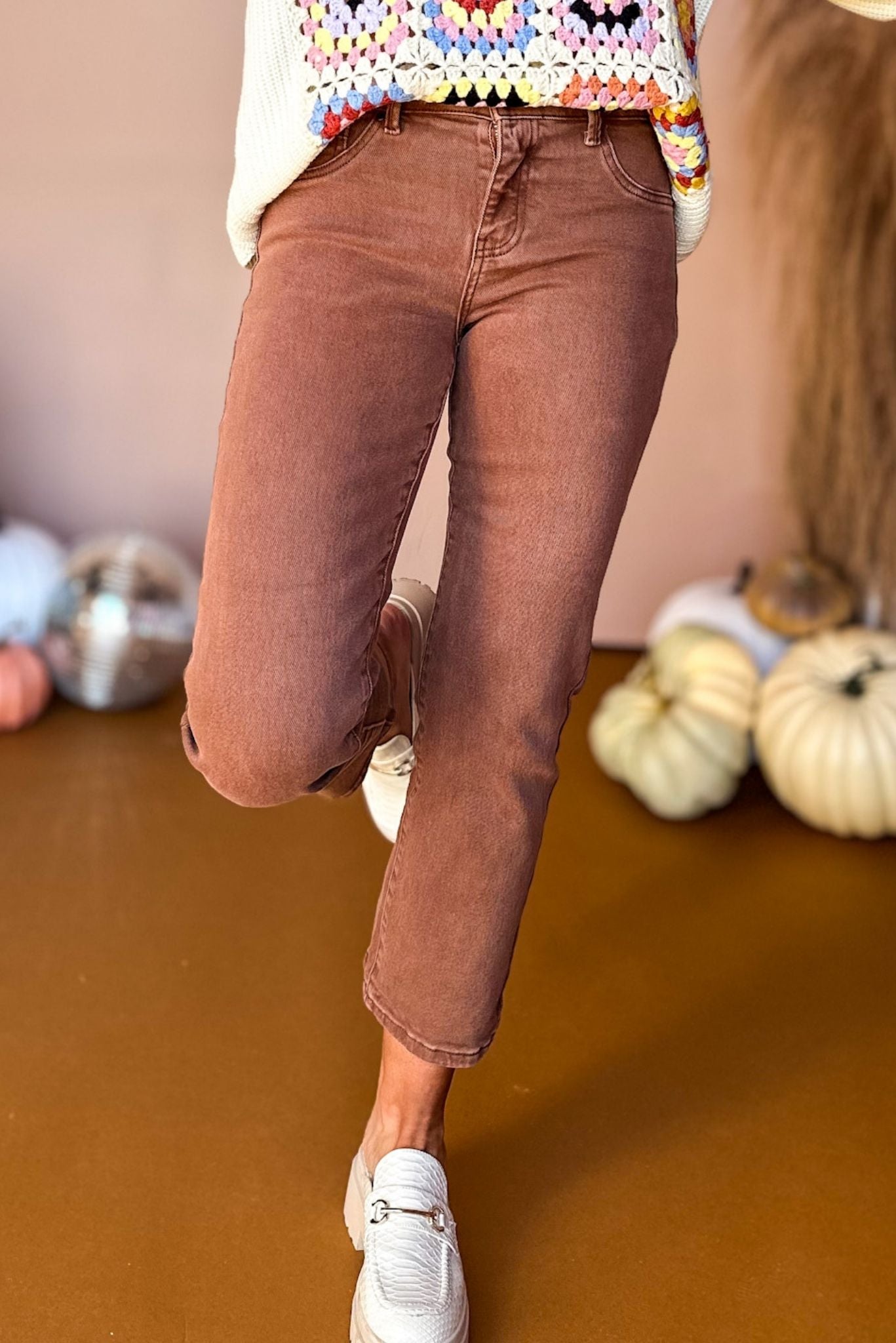 Risen Espresso Washed Mid Rise Cropped Straight Leg Jeans, must have jeans, must have denim, elevated style, elevated jeans, fall fashion, fall denim, mom style, shop style your senses by mallory fitzsimmons