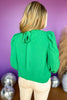 Kelly Green Mock Neck Gathered Long Sleeve Top, must have top, must have office wear, office top, elevated style, mom style, office style, chic look, fall top, shop style your senses by mallory fitzsimmons