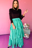 Teal Green Tiered Pleated Maxi Skirt, must have skirt, must have style, elevated style, must have skirt, fall style, fall skirt, fun style, mom style, shop style your senses by mallory fitzsimmons