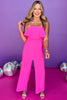 Pink Strapless Wide Cape Jumpsuit *FINAL SALE*