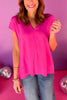 Hot Pink Split Neck Short Sleeve Top *FINAL SALE* *Final Sale*, must have top, must have style, office style, spring fashion, elevated style, elevated top, mom style, work top, shop style your senses by mallory fitzsimmons
