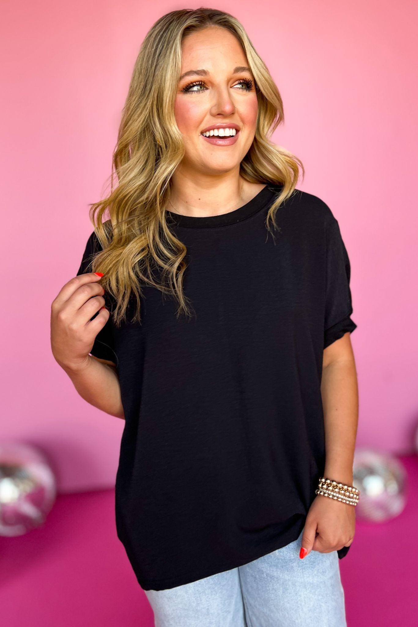 Black Round Neck Dolman Sleeve Top, top, round neck top, dolman sleeve top, black top, black round neck top, black dolman sleeve top, must have top, elevated top, elevated style, summer top, summer style, Shop Style Your Senses by Mallory Fitzsimmons, SSYS by Mallory Fitzsimmons