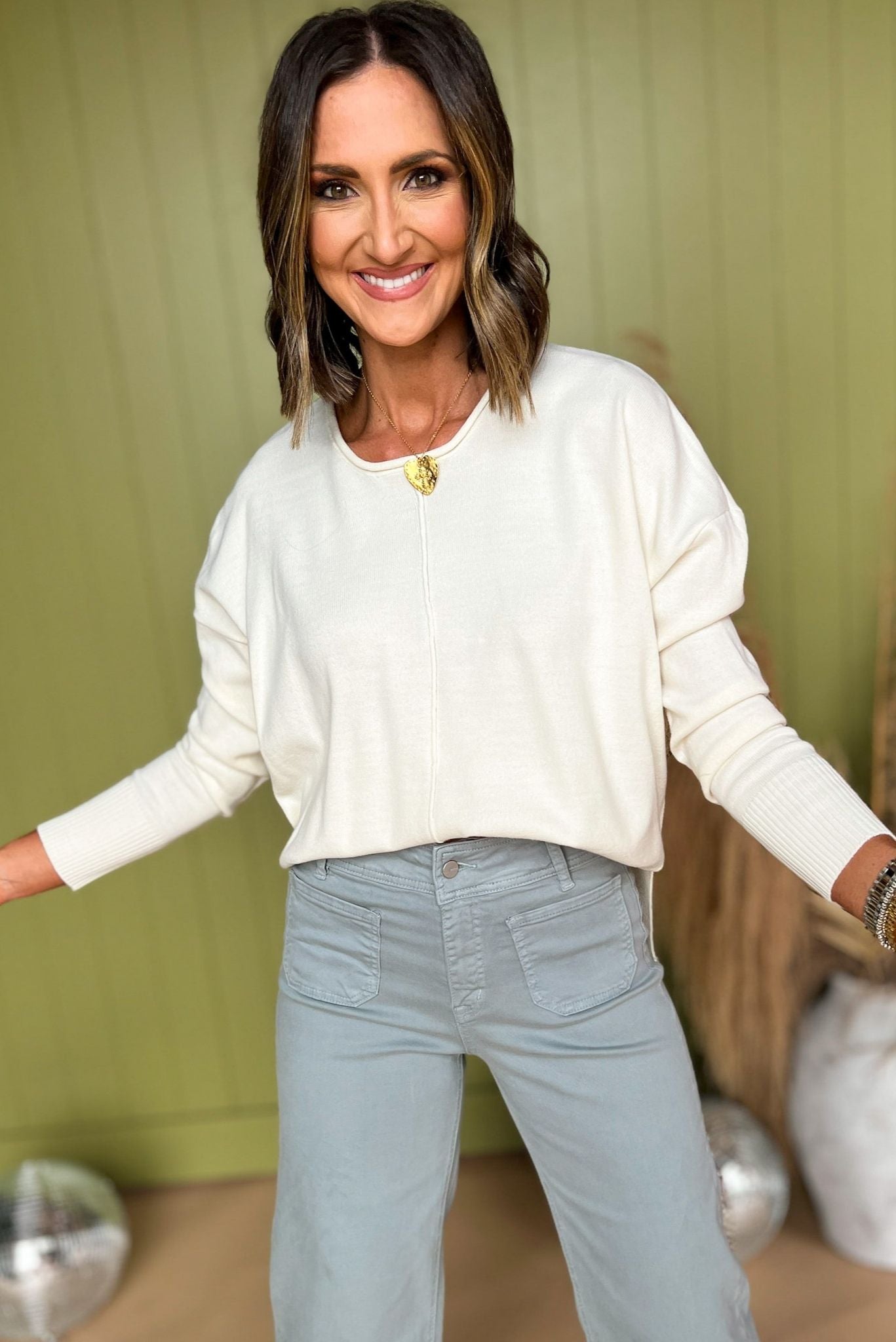 Cream Drop Shoulder Ribbed Edge Sweater, must have sweater, must have style, must have fall, fall collection, fall fashion, elevated style, elevated sweater, mom style, fall style, shop style your senses by mallory fitzsimmons