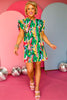 Green Multi Floral Frill Neck Smocked Ruffle Sleeve Dress, mini dress, printed dress, must have dress, must have style, office style, spring fashion, elevated style, elevated dress, mom style, work dress, shop style your senses by mallory fitzsimmons