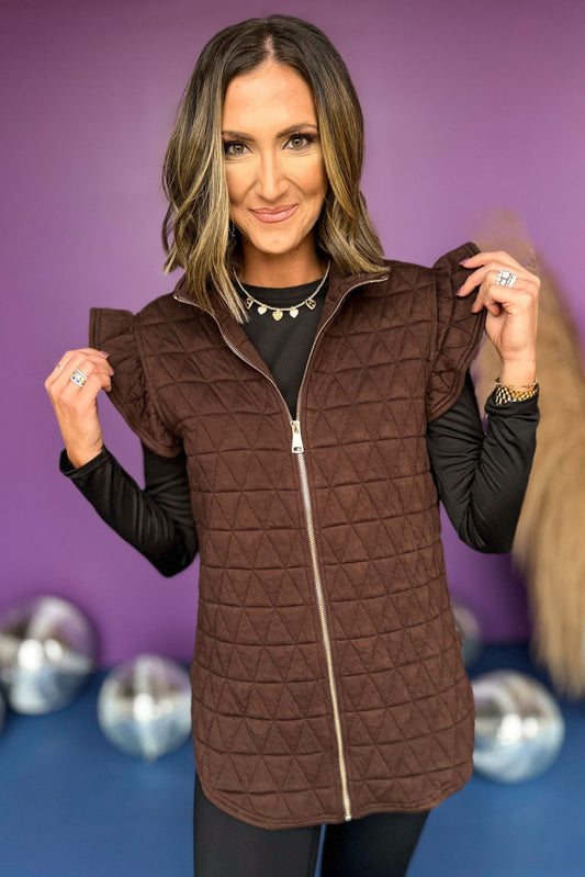 SSYS The Ruby Vest In Brown, SSYS the label, must have vest, must have style, elevated vest, elevated look, fall style, fall fashion, mom style, shop style your senses by mallory fitzsimmons