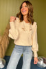 Cream Oversized Collar Bubble Sleeve Sweater, must have sweater, must have style, fall style, fall fashion, elevated style, elevated dress, mom style, fall collection, fall sweater, shop style your senses by mallory fitzsimmons